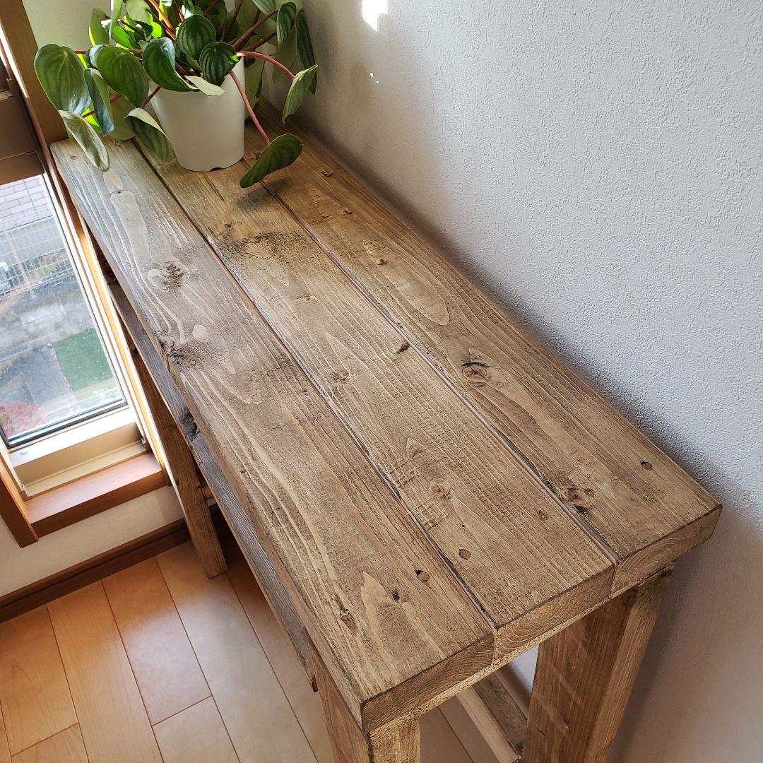 80✕27 棚つき カウンターテーブル　ジャコビーンワックス　アンティーク