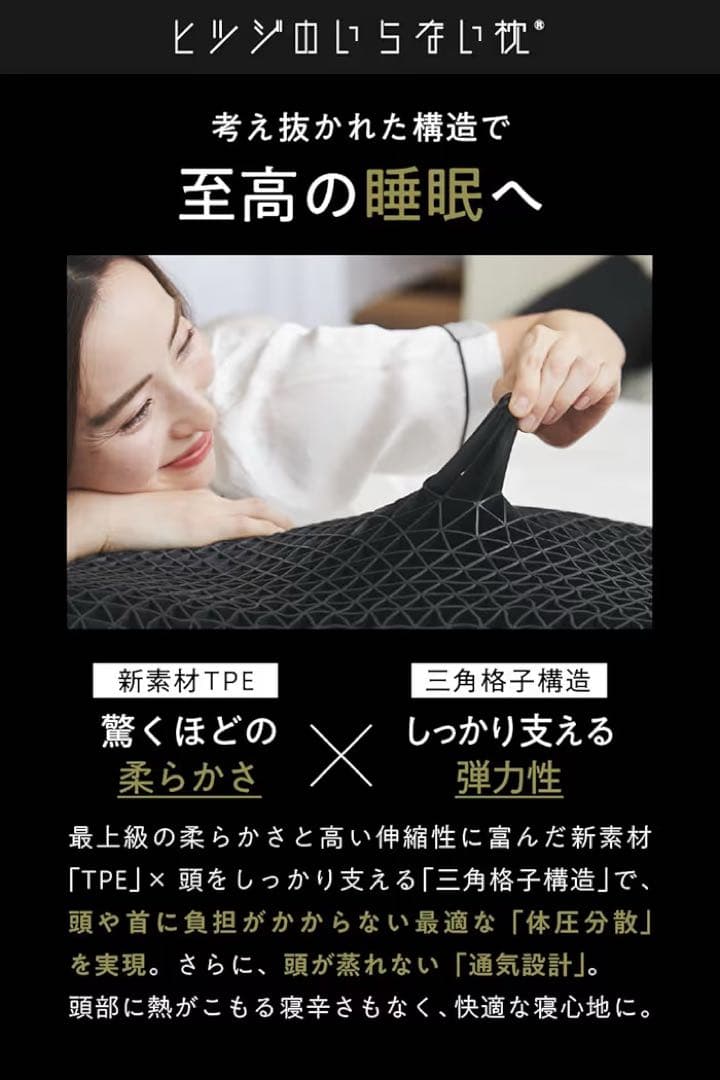 新品未開封ヒツジのいらない枕 プレミアム 黒 カバー付