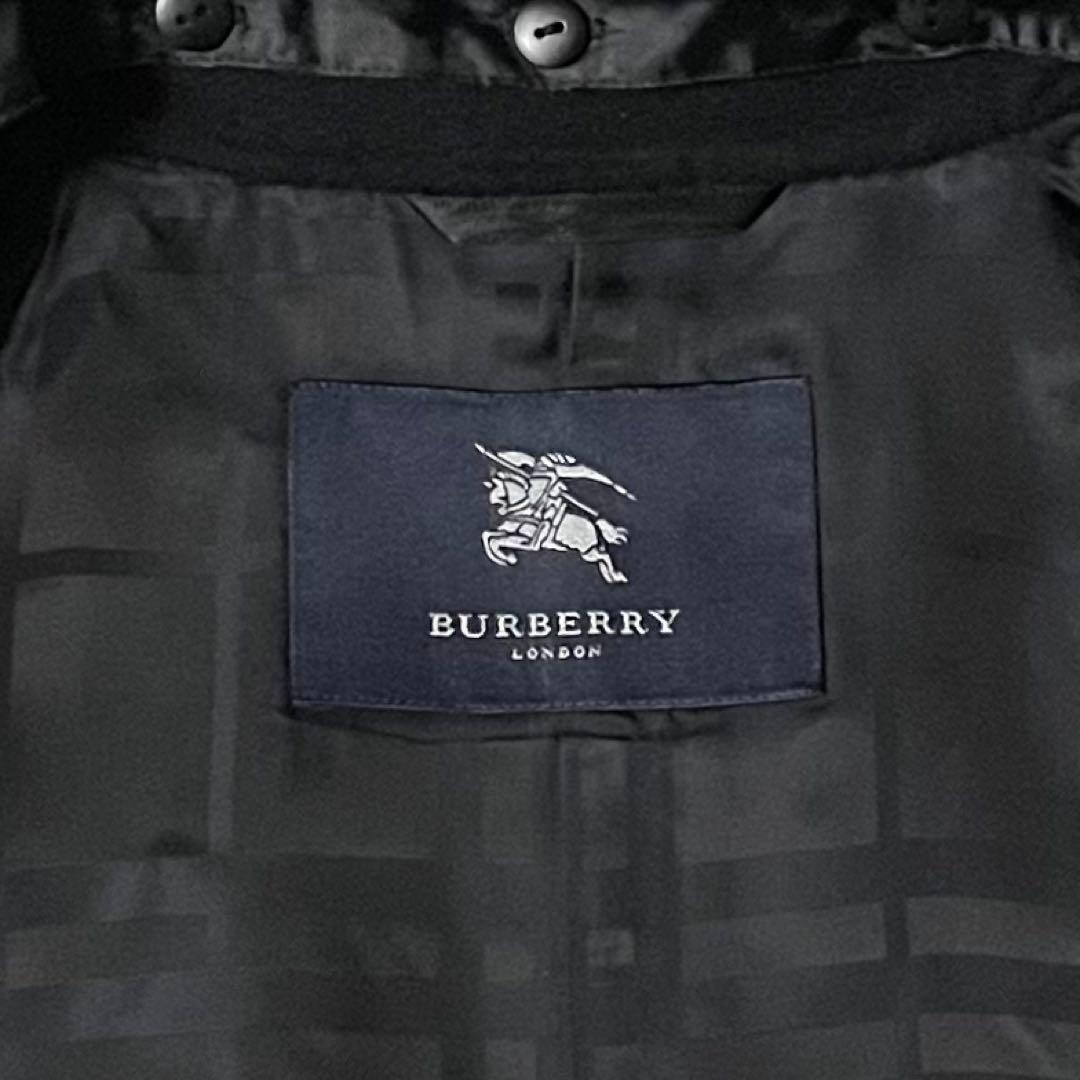 専用バーバリー カシミヤ混 襟ラビットファー ロングウールコート Lネイビー美品