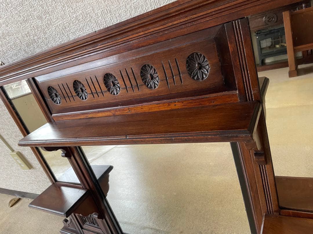 オーバーマントルミラー マカボニー 英国アンティーク アンティーク 暖炉