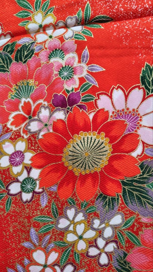 RK546子供着物重ね襟付き　綺麗美品着丈131センチ裄丈47センチ7歳前後用