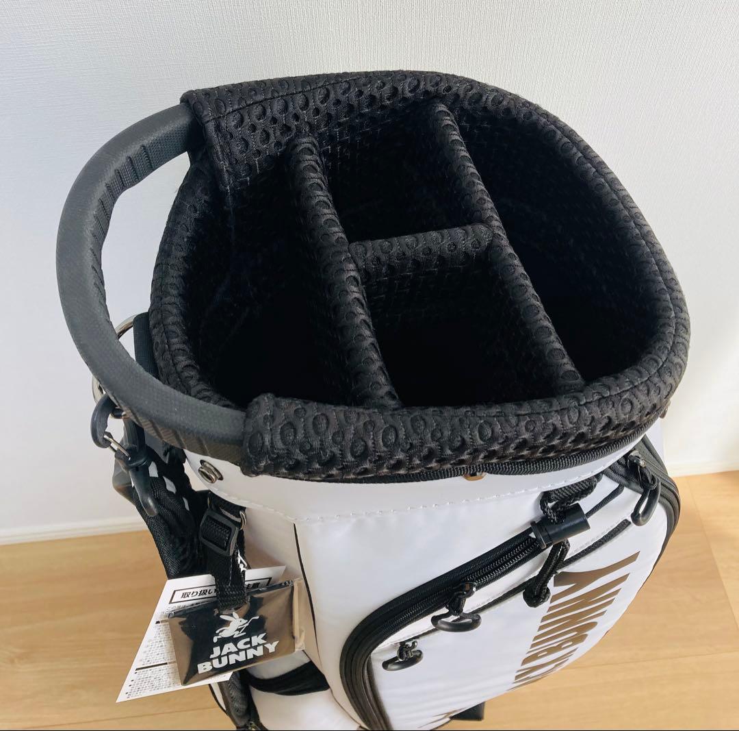 新品 パーリーゲイツ ジャックバニー 定番キャディバッグ 自立型 46インチ 白