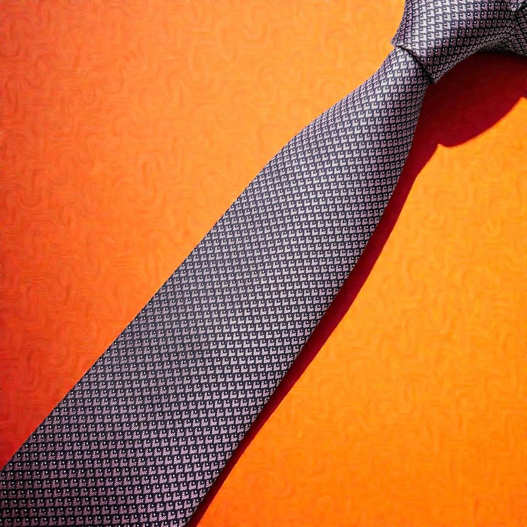 極美品 エルメス ハート柄 ネクタイ ピンク 裏ファソネ ジャガード