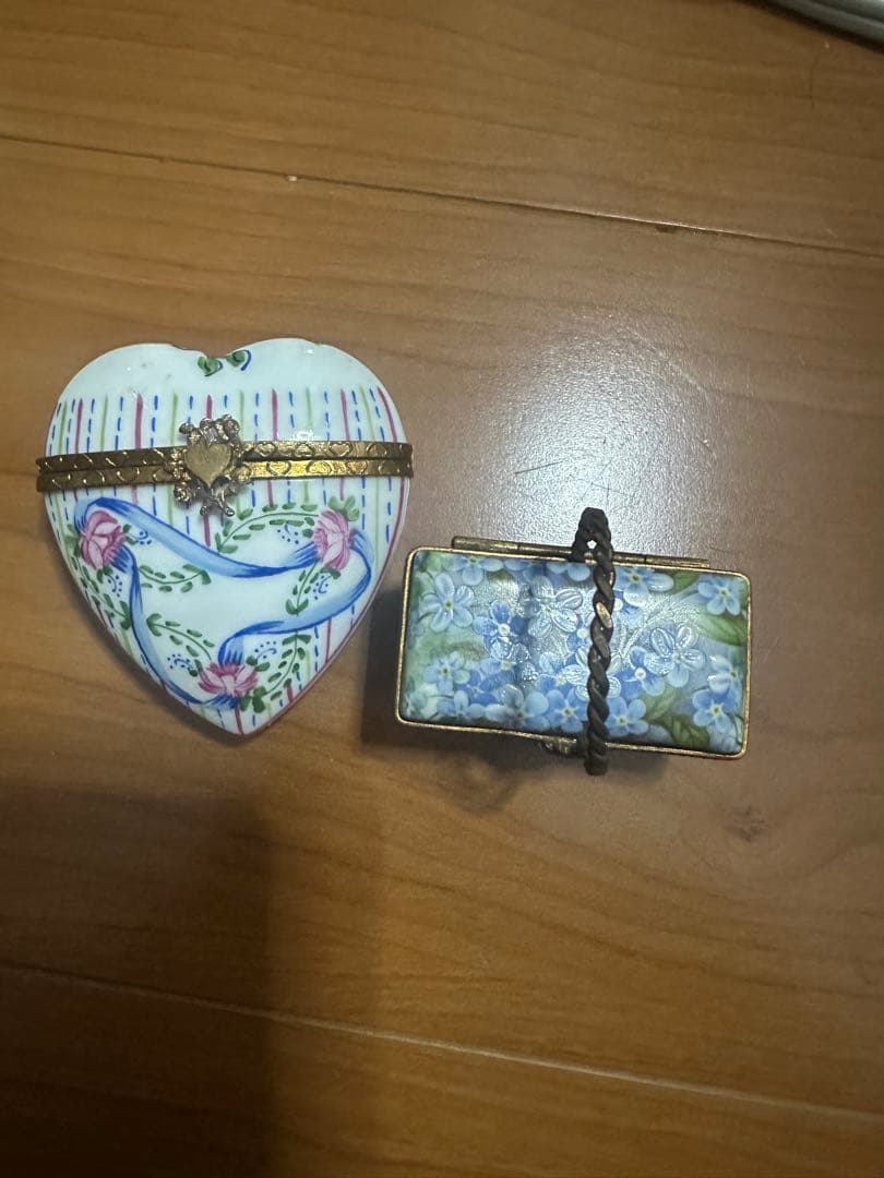 リモージュ アンティーク　ビンテージ　ハート　香水入れ　フラワーバスケット