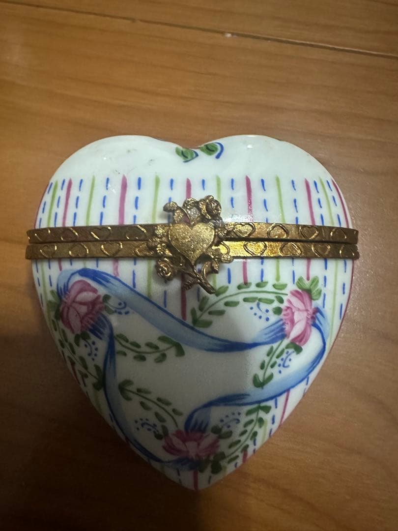リモージュ アンティーク　ビンテージ　ハート　香水入れ　フラワーバスケット