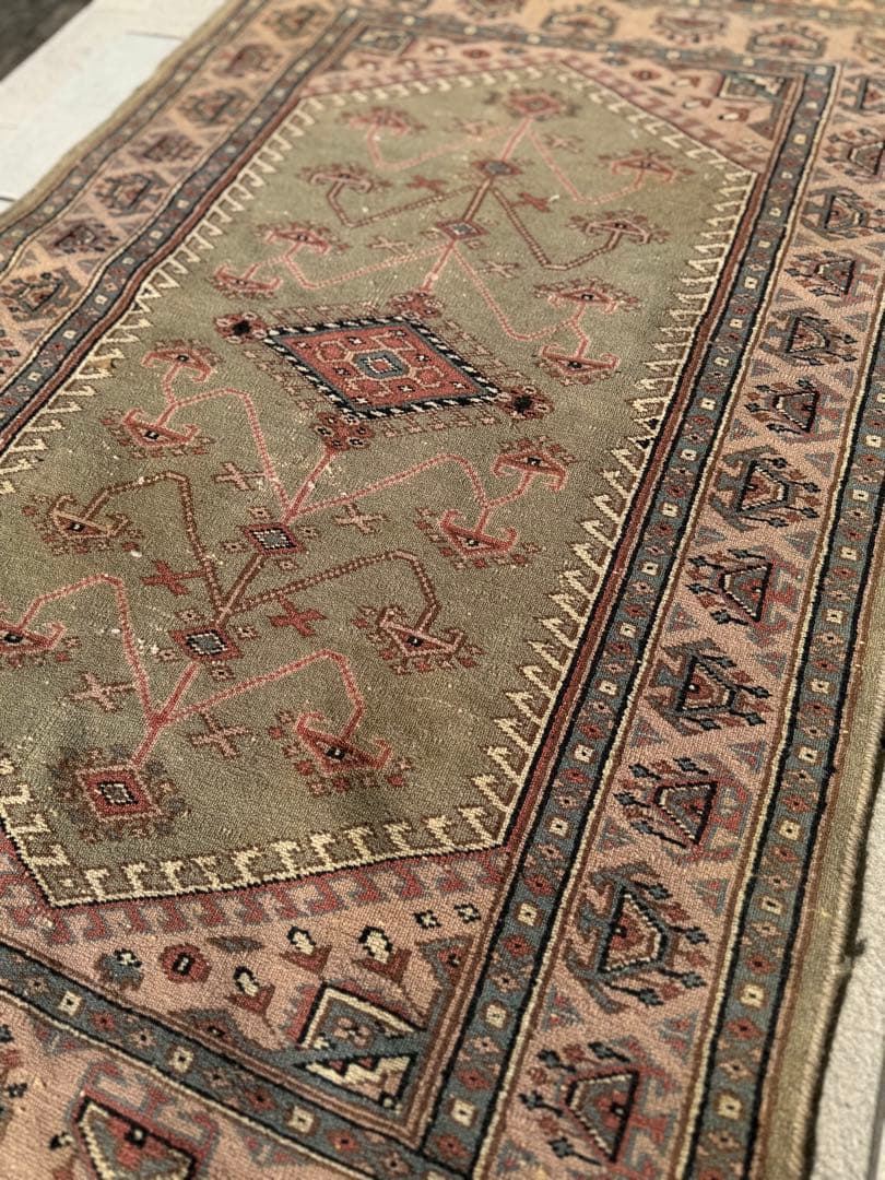 T89 ヴィンテージ トルコ ウシャク オリエンタル ラグ マット