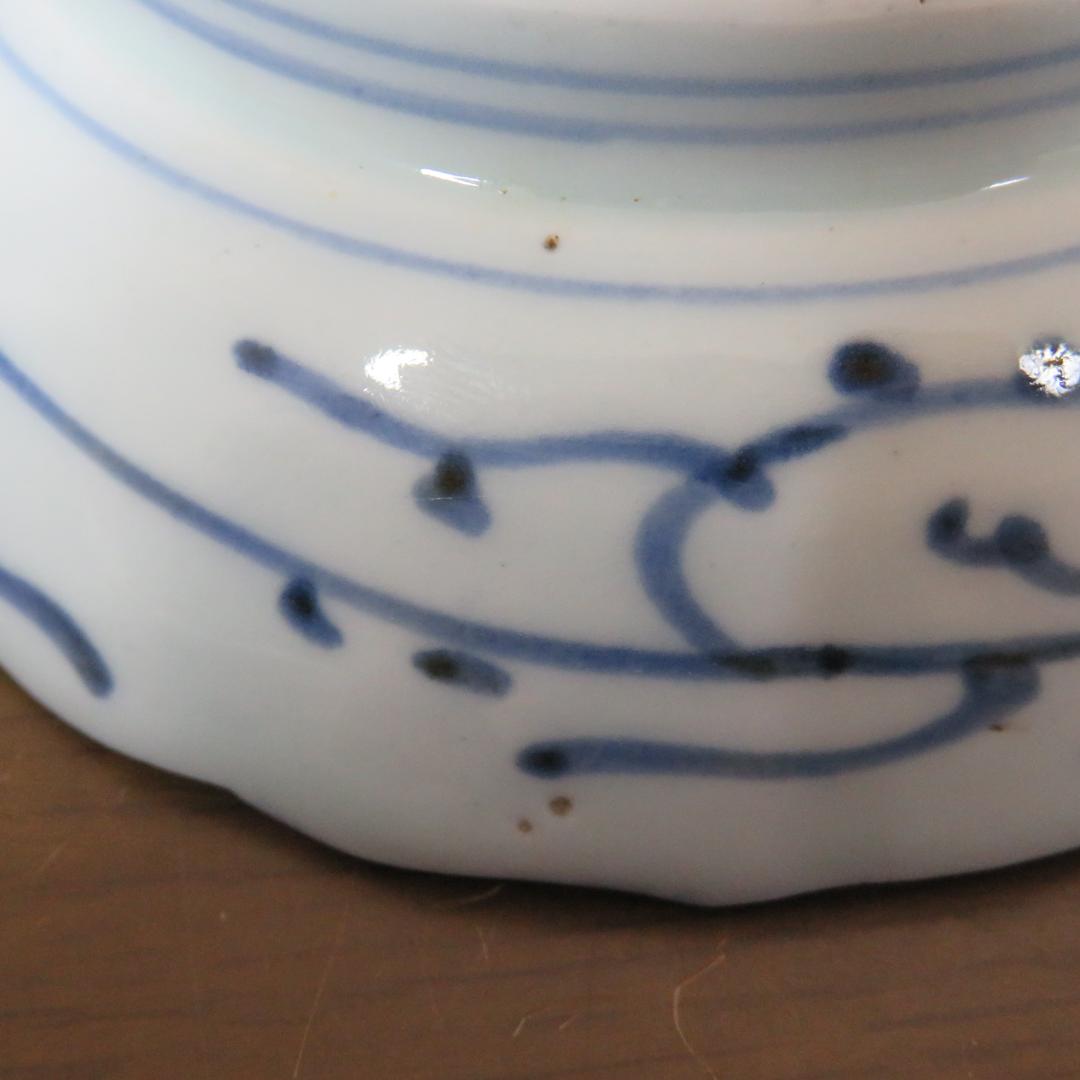 なます皿 小皿 5枚 車輪 書 古伊万里 染付 江戸 中国写し