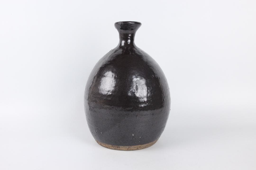 中国美術 　宋代 建窯 油滴釉 瓶 天目 古陶磁 時代物 台付 ED5-11