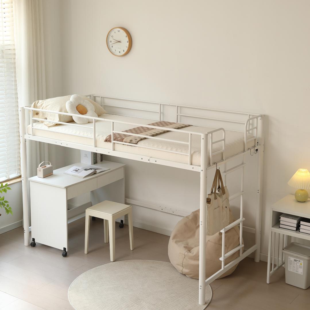 【高さ140cm】ロフトベッド パイプベッド シングル 耐荷重150kg