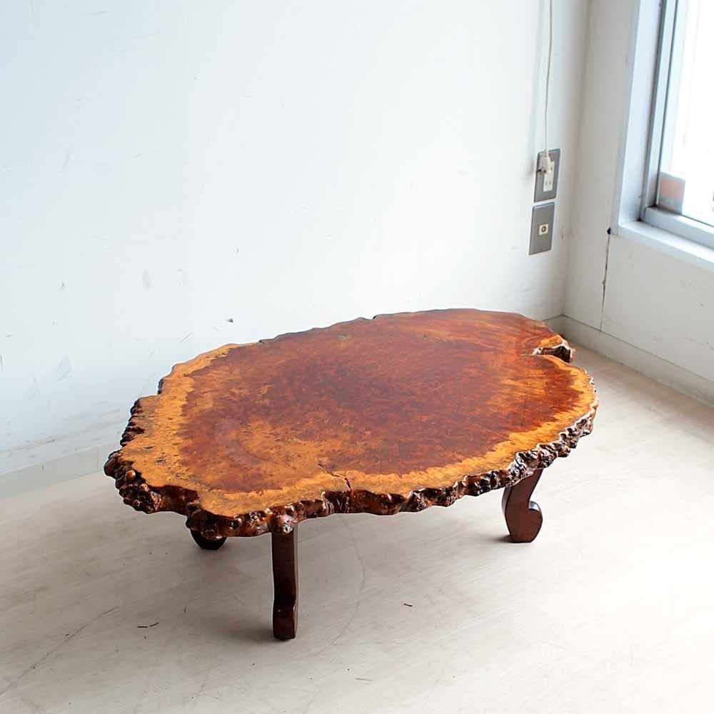 花梨材 無垢材テーブル 一枚板 玉杢 瘤杢 座卓 唐木 泡杢 ZR20676