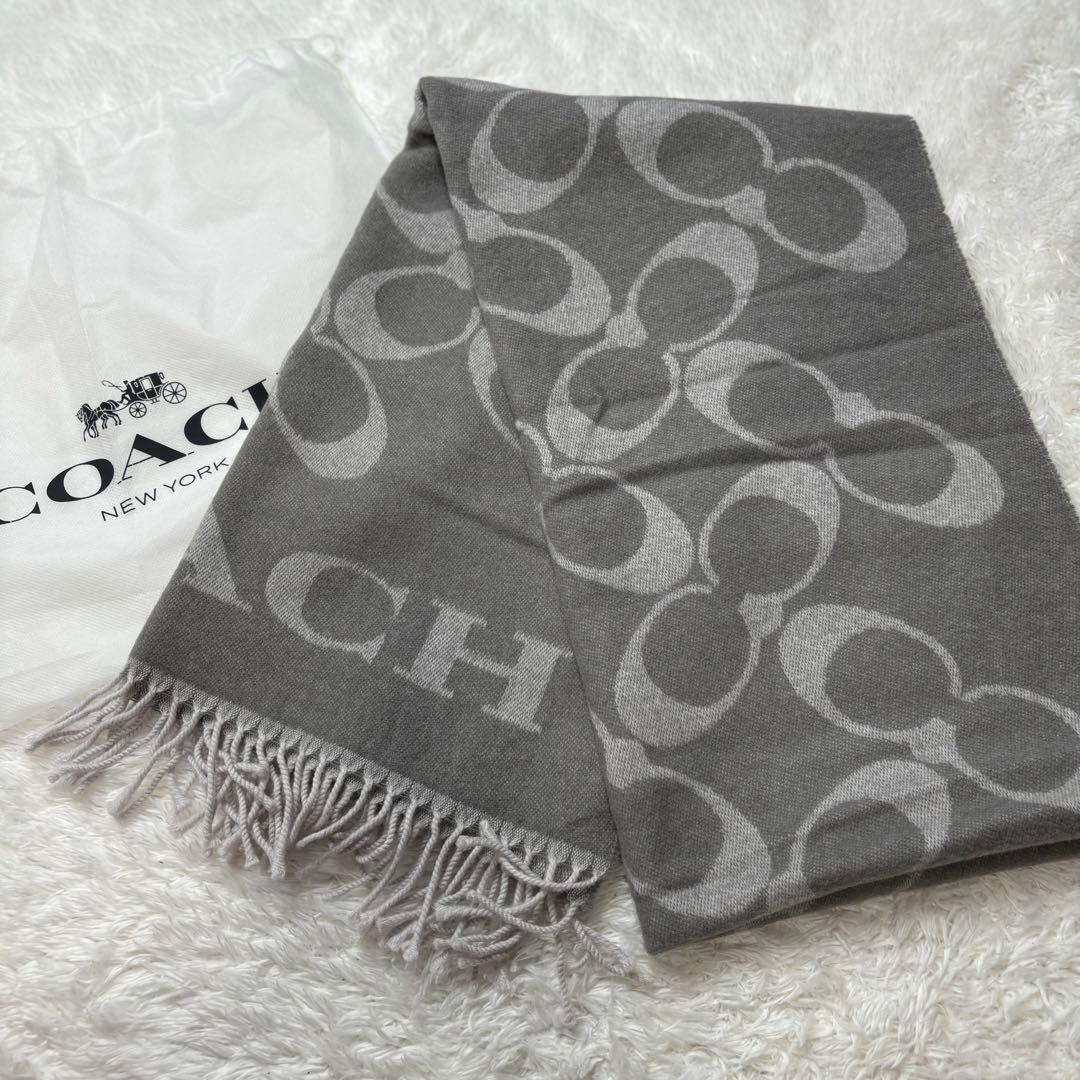 未使用に近い✨COACH コーチ シグネチャー ウール　カシミヤ ストール
