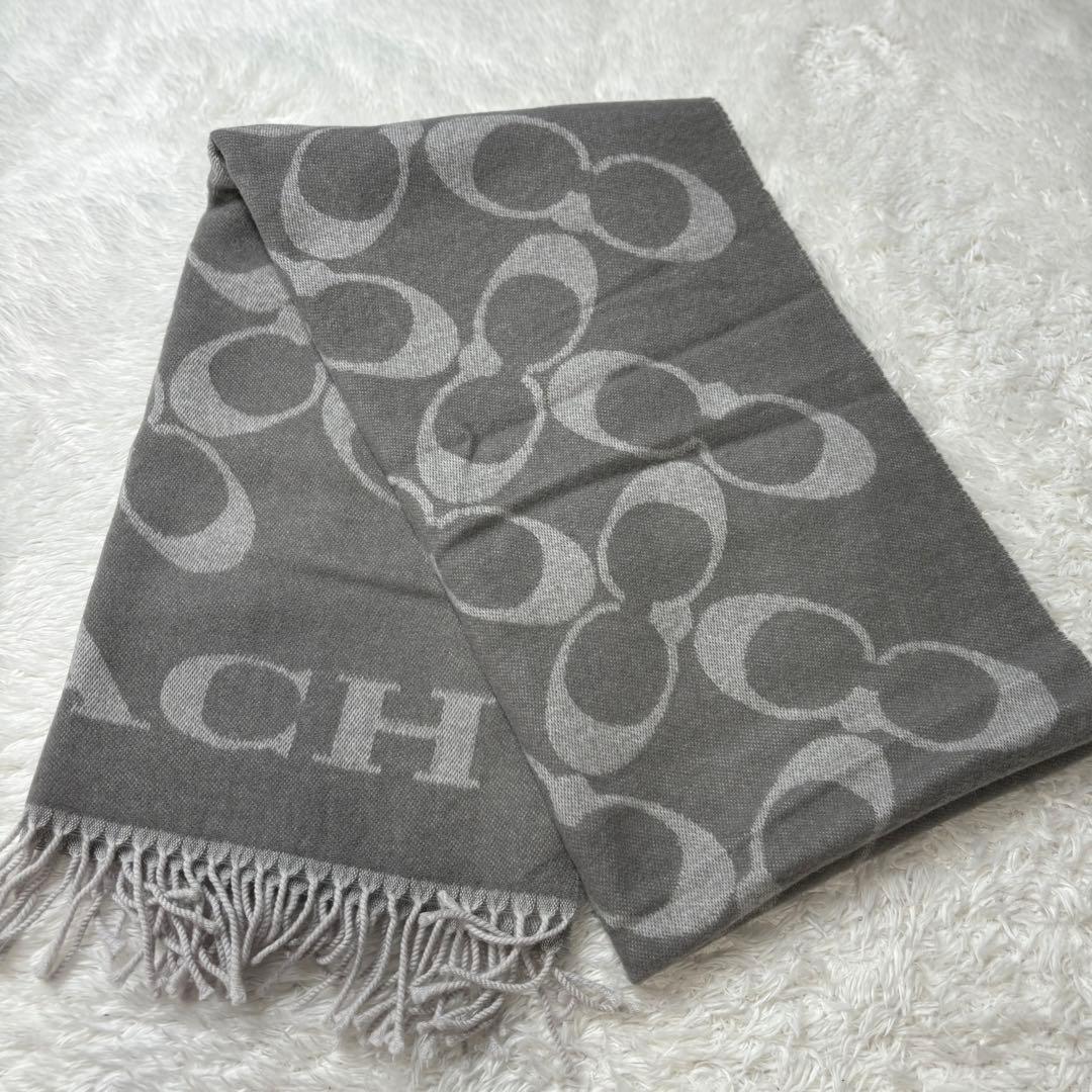 未使用に近い✨COACH コーチ シグネチャー ウール　カシミヤ ストール