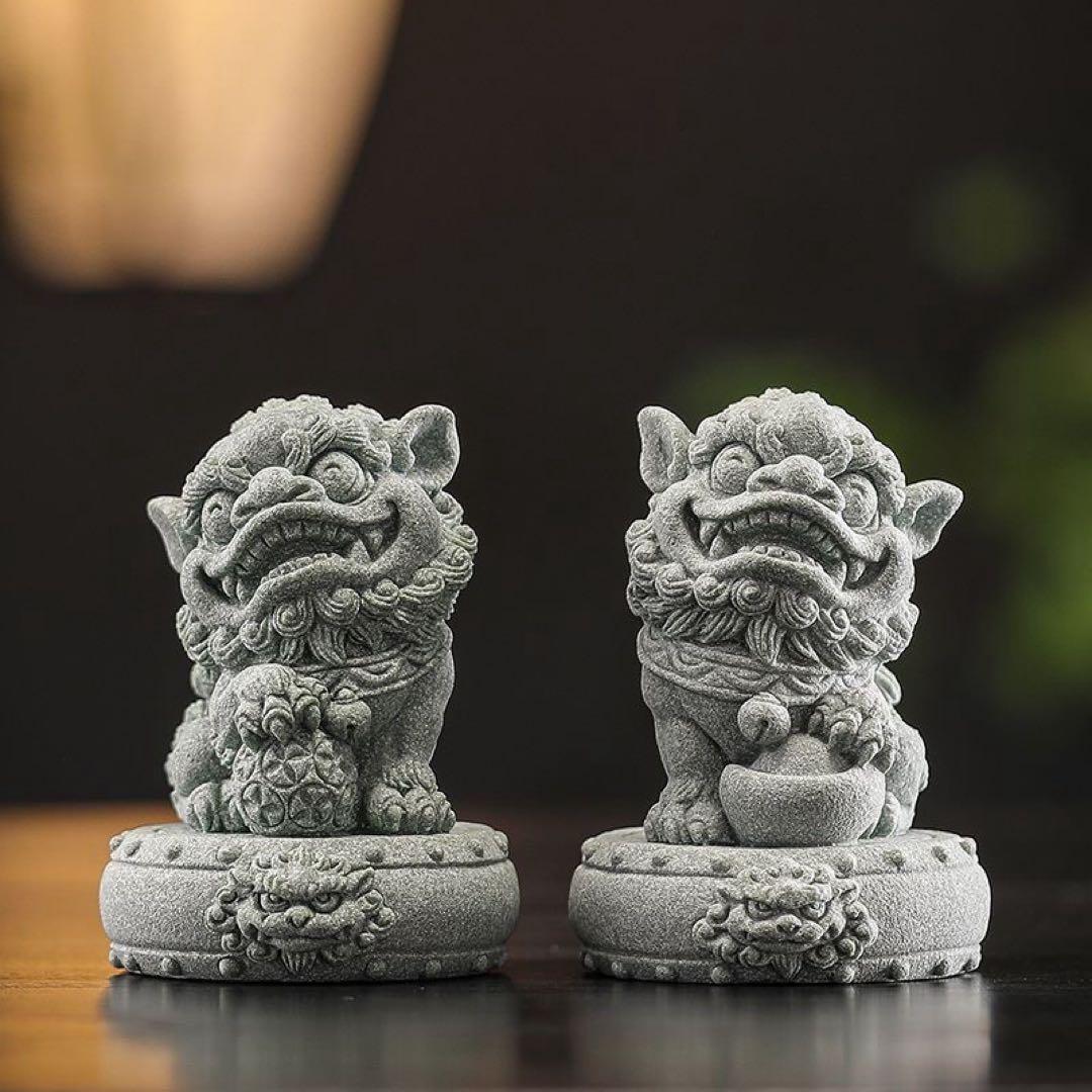 獅子の像のペア インテリア置物 2個