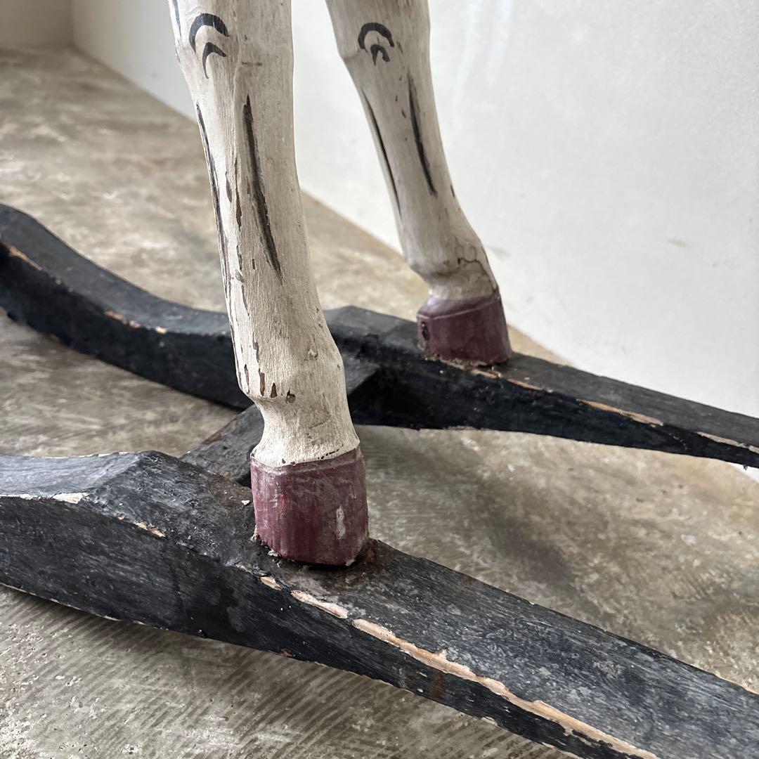 希少古い木の木馬　もくば　ロッキングホース　オブジェ　店舗什器　当時物　ジャンク