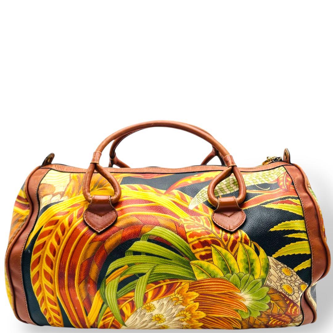良品 Ferragamo ボストンバッグ PVC ボタニカル 2way 花柄