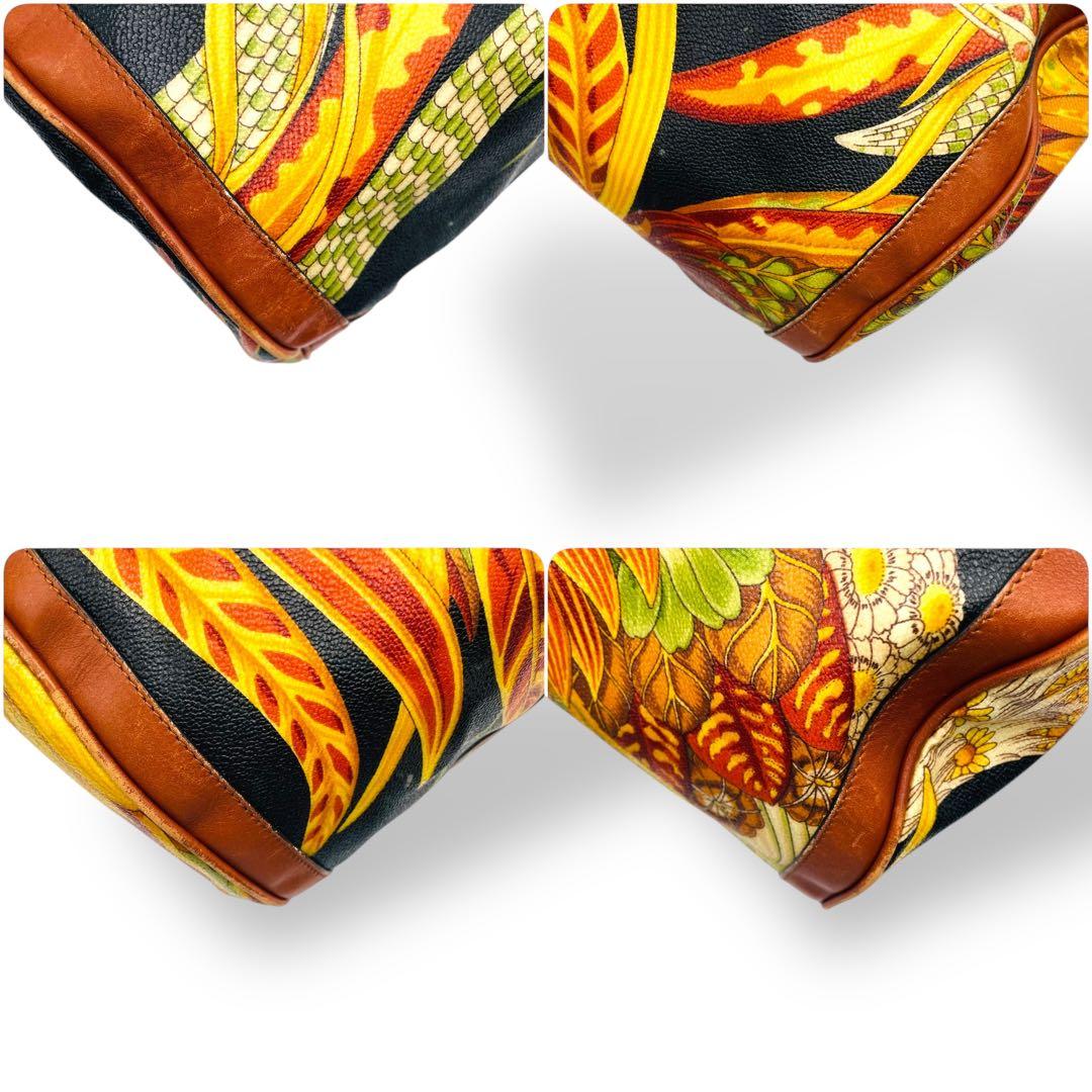 良品 Ferragamo ボストンバッグ PVC ボタニカル 2way 花柄