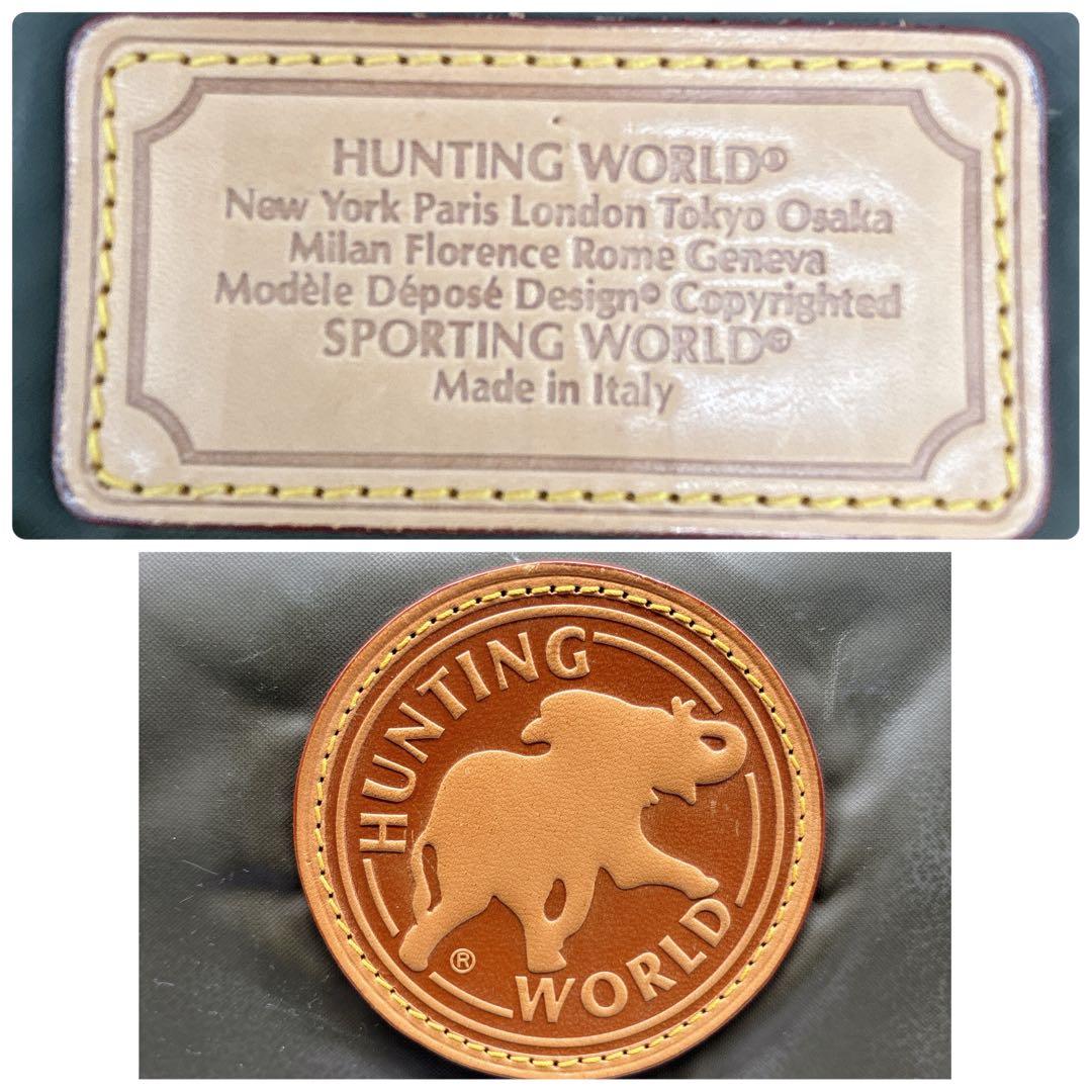 美品 ハンティングワールド バチュークロス×レザーメッセンジャーバッグ ハンド