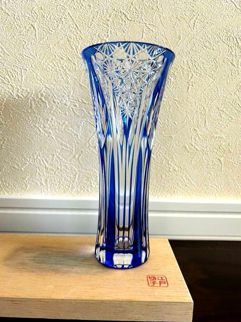 江戸切子　カガミクリスタル　一輪挿し　非売品　鍋谷淳一　共箱　送料込み　匿名配送