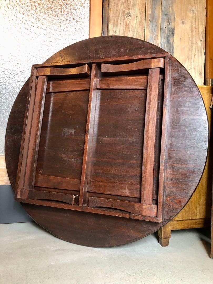 丸ちゃぶ台 直径102cm 座卓 丸テーブル 時代物 古民家 古道具