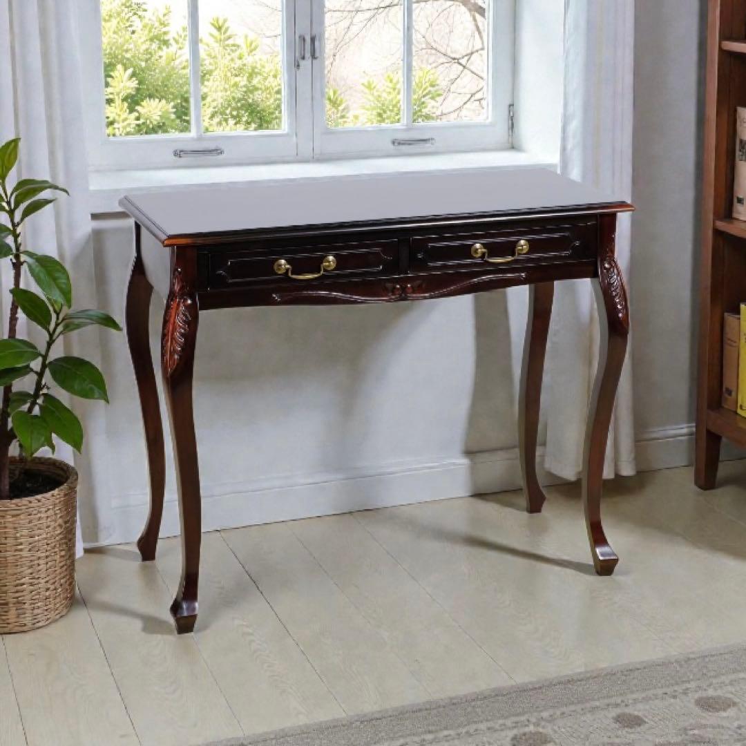 L 新品 コンソールテーブル アンティーク調 飾り棚 机 デスク サイドテーブル