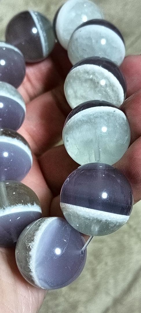 激レア石!!フローライトとホワイトガーデン共生特大約20mmブレスレット❤