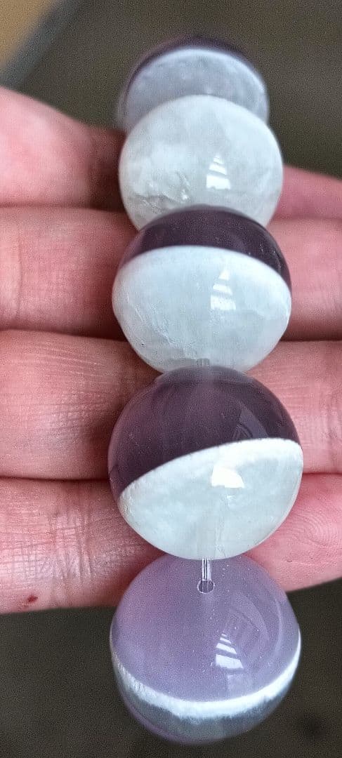 激レア石!!フローライトとホワイトガーデン共生特大約20mmブレスレット❤