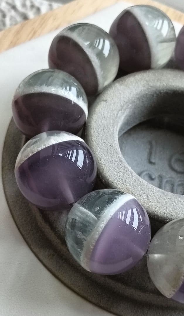 激レア石!!フローライトとホワイトガーデン共生特大約20mmブレスレット❤