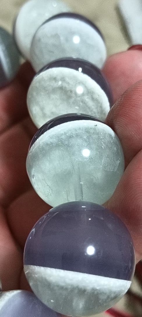 激レア石!!フローライトとホワイトガーデン共生特大約20mmブレスレット❤