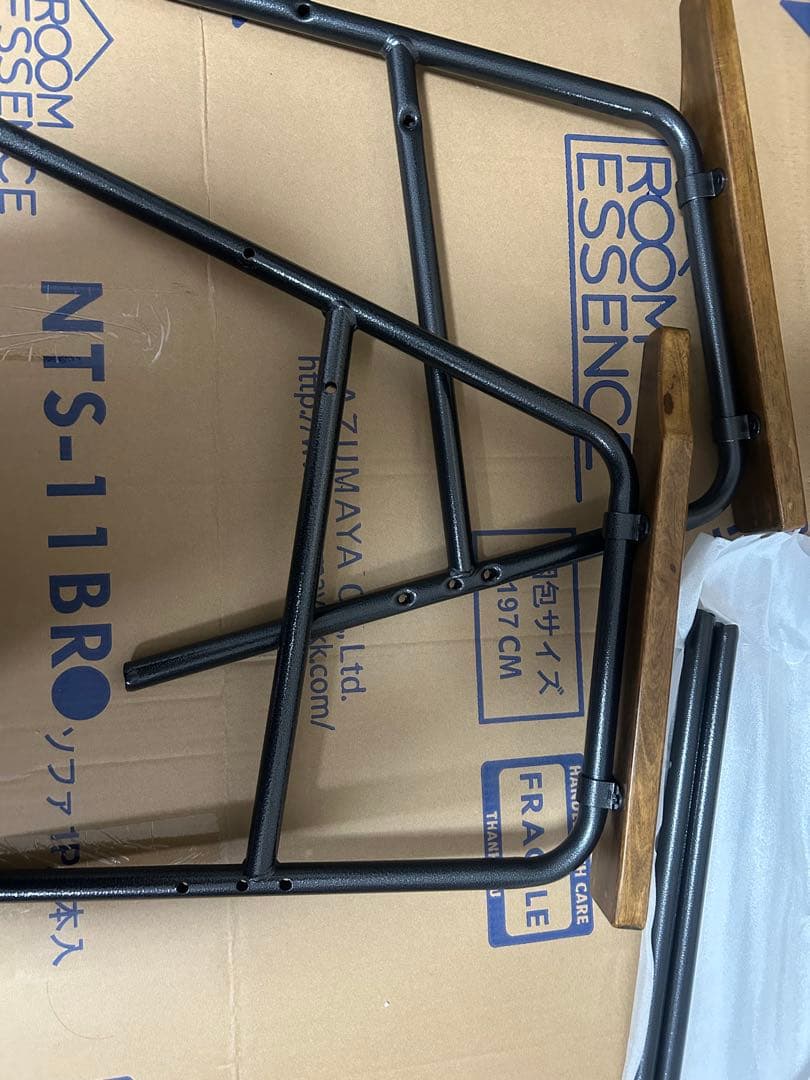 ブラウン ファブリック ソファ　ヴィンテージ　インダストリアル　ほぼ未使用