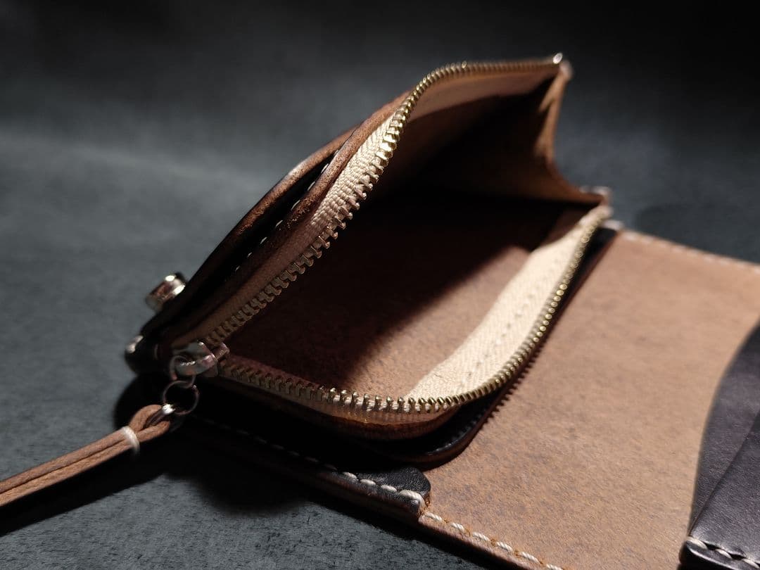 HORWEENクロムエクセル ショートトラッカーウォレット⑬　ブラック　コンチョ