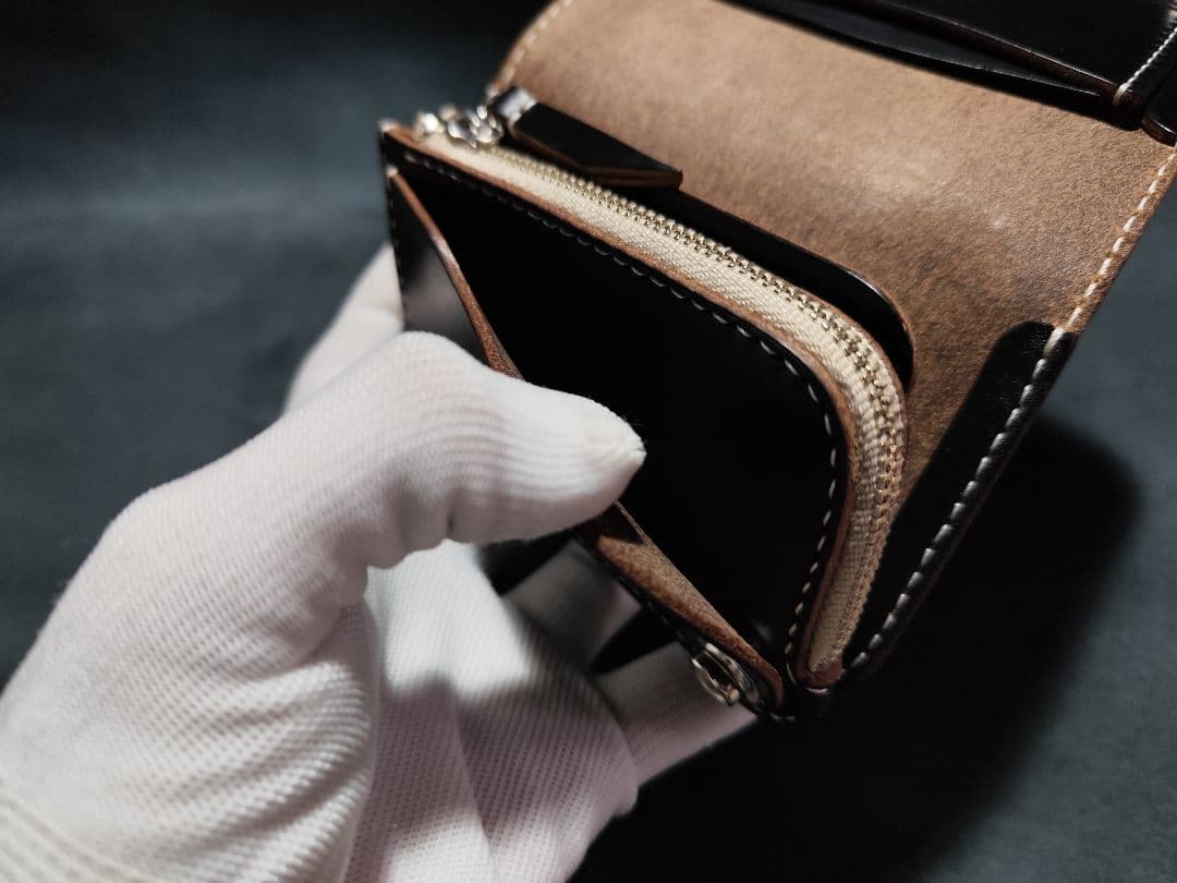 HORWEENクロムエクセル ショートトラッカーウォレット⑬　ブラック　コンチョ