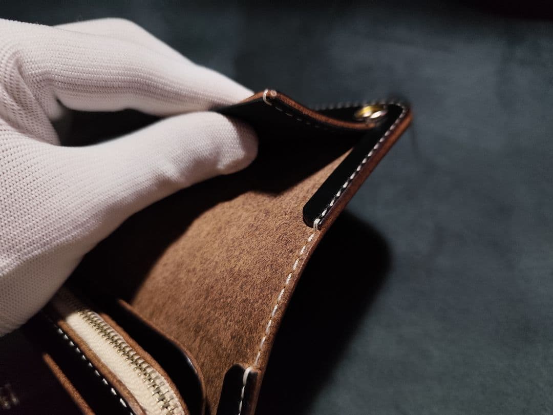 HORWEENクロムエクセル ショートトラッカーウォレット⑬　ブラック　コンチョ