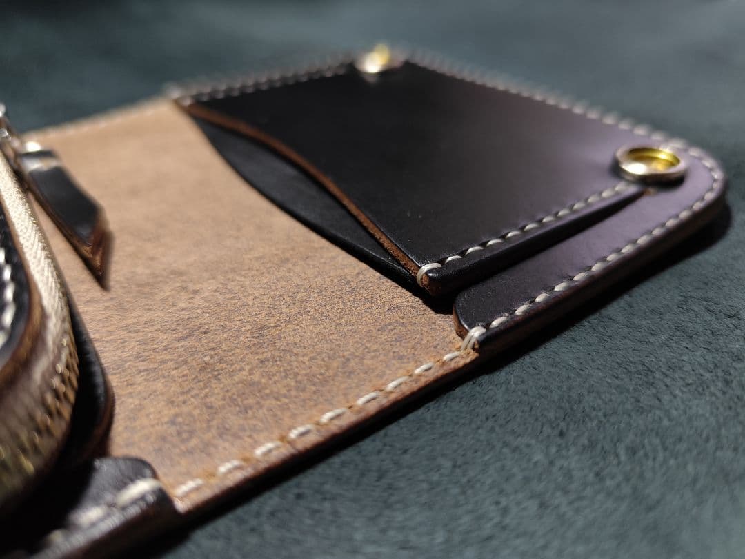 HORWEENクロムエクセル ショートトラッカーウォレット⑬　ブラック　コンチョ