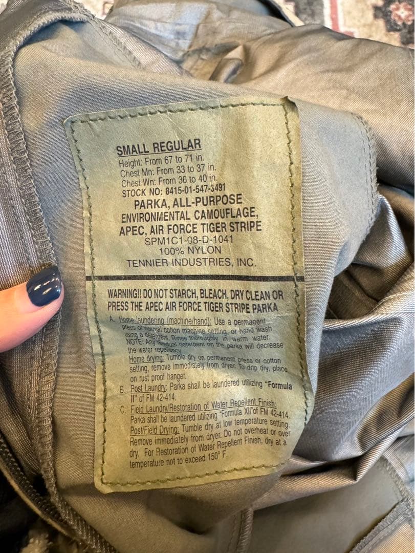 米軍実物 ゴアテックス タイガーカモ USAF ecwcs level6 S-R