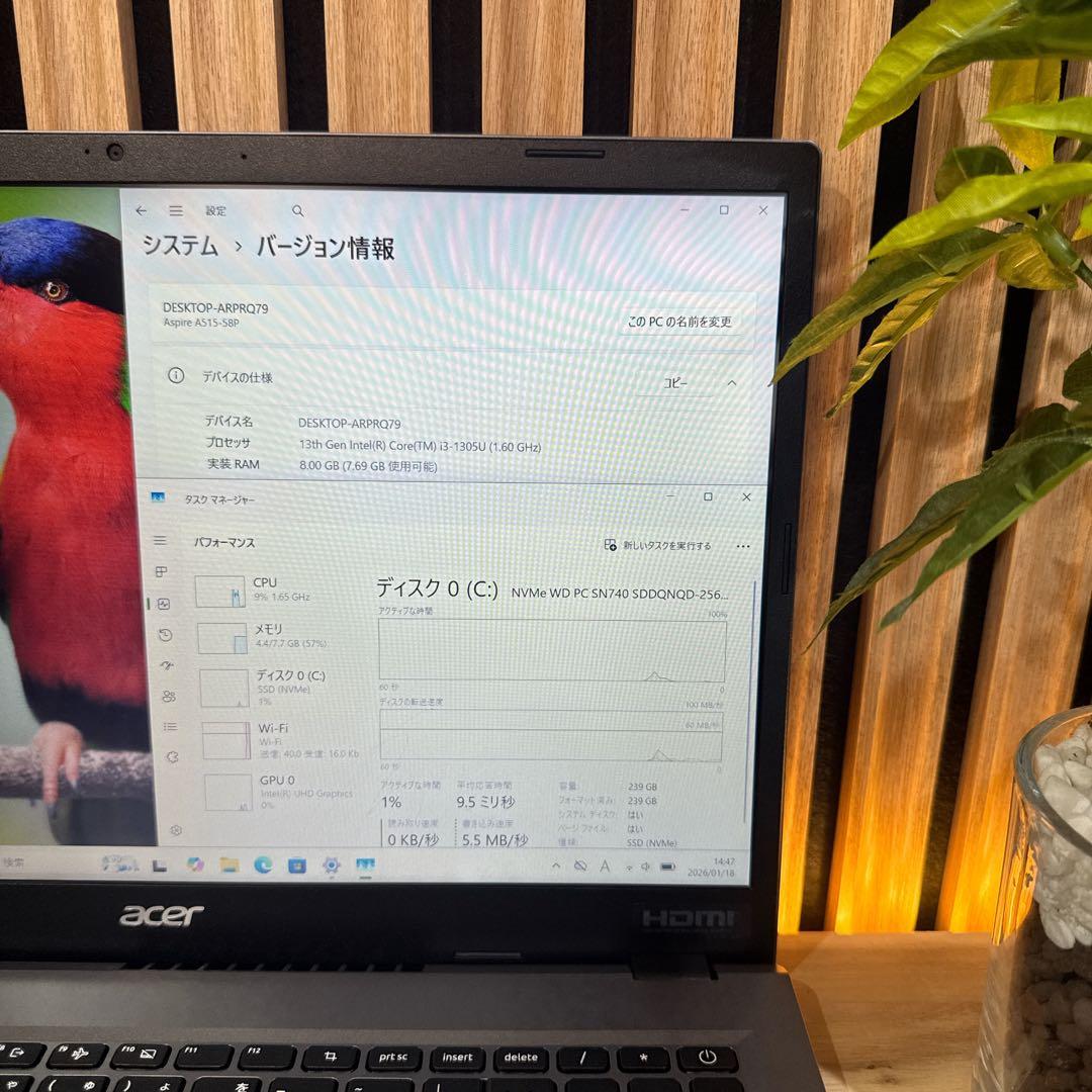 2023年モデル‼️Acer Aspire☘️フルHD☘️ノートパソコン☘️オフィス付き