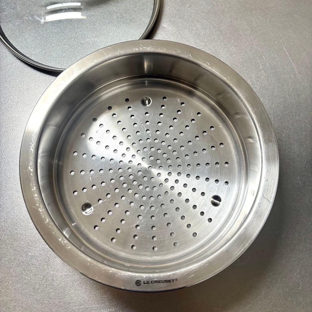LE CREUSET ステンレス 蒸し器 スチーマー 直径22cm ガラスフタ付