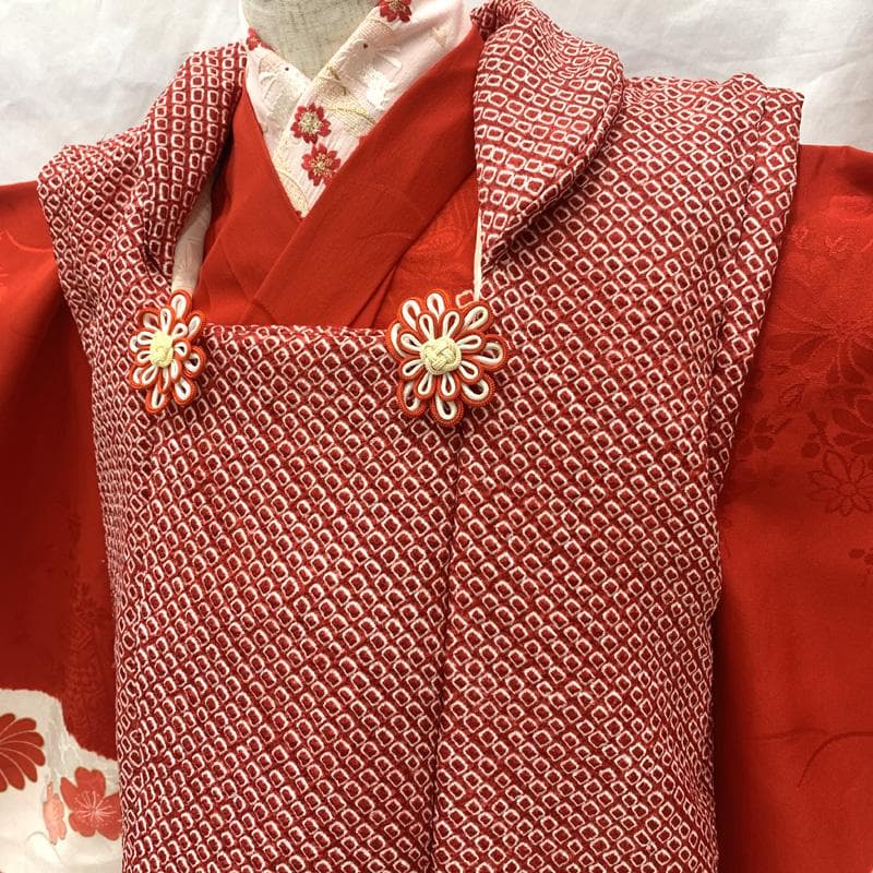 602ag22□七五三 三歳 女児 着物&被布&長襦袢 絞染め 花車□美品