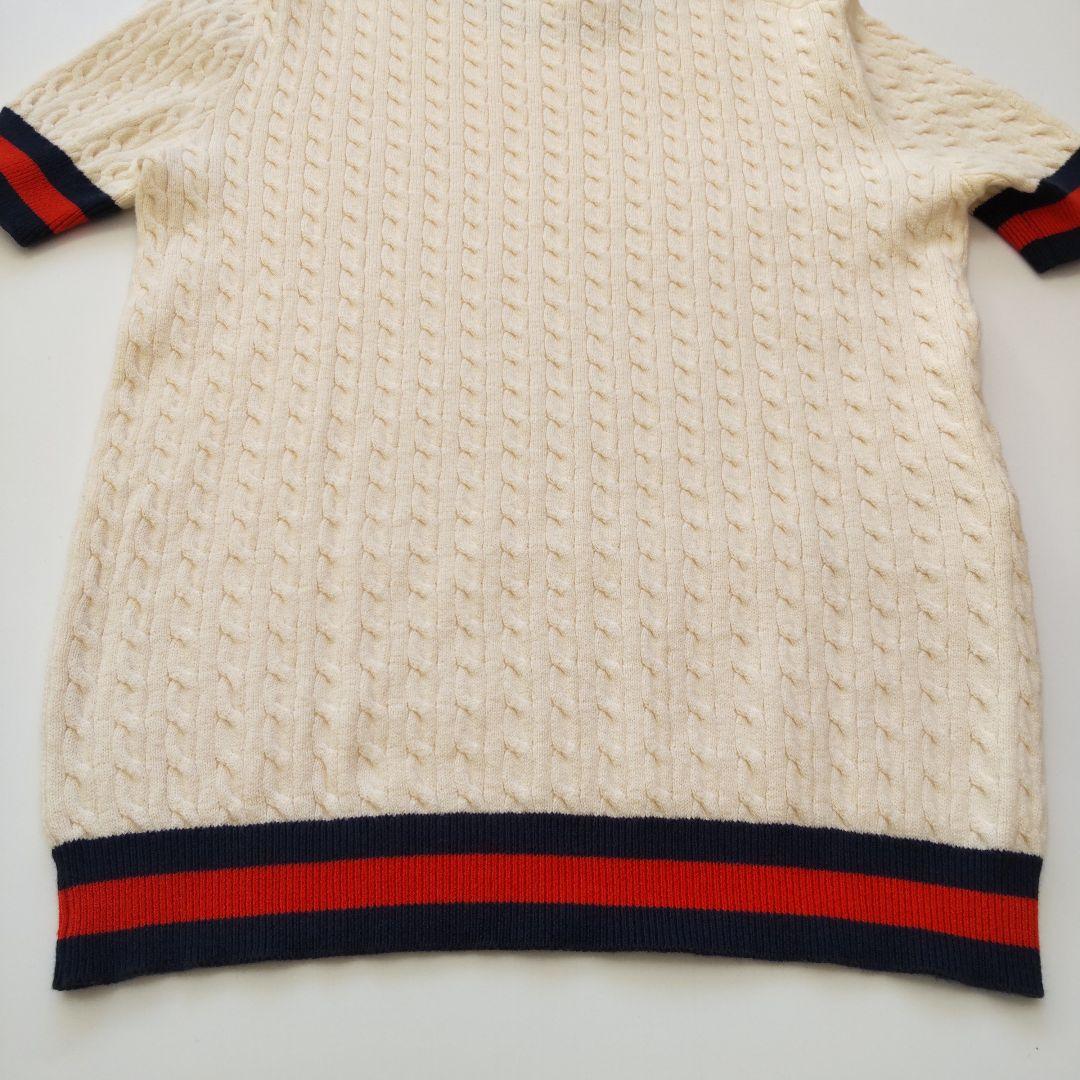 美品 グッチ シェリーライン 半袖 ケーブル コットン ニット トップス XS