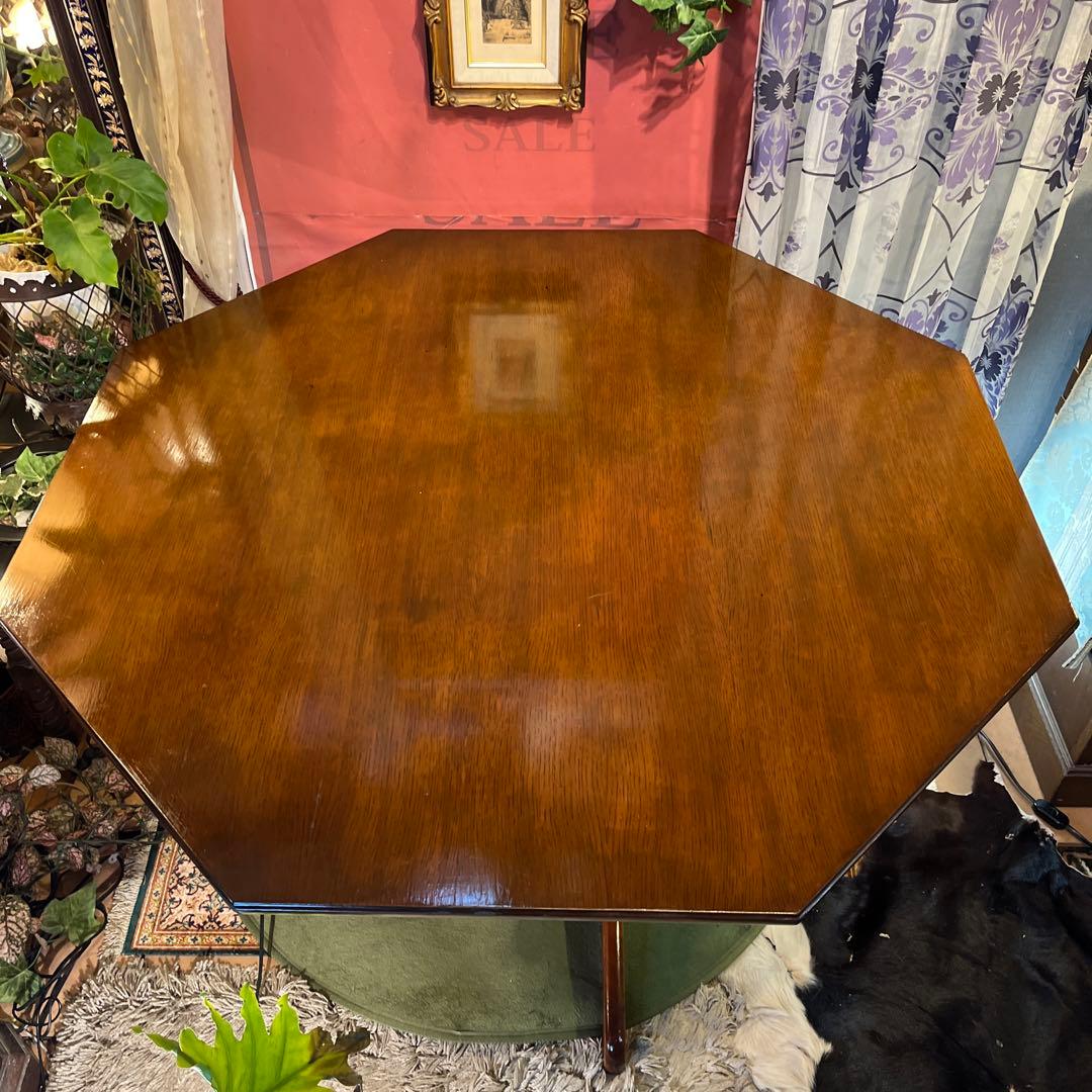 Sale ヴィンテージ オーク　８角　収納付き　ラウンドテーブル