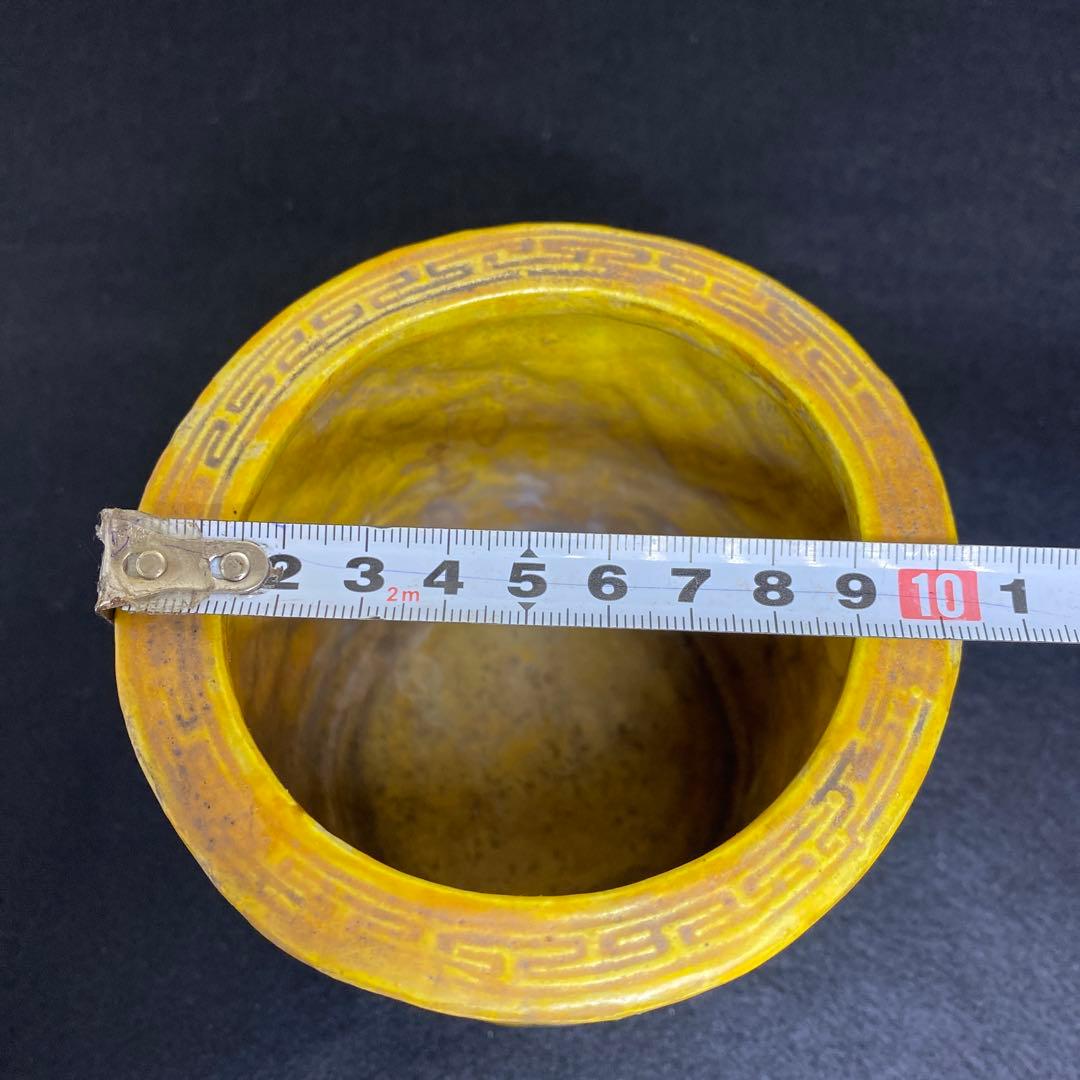 中国美術　雍正年製　花鳥図　筆筒　タルオ　高さ12.5㎝ 東里8-0130②