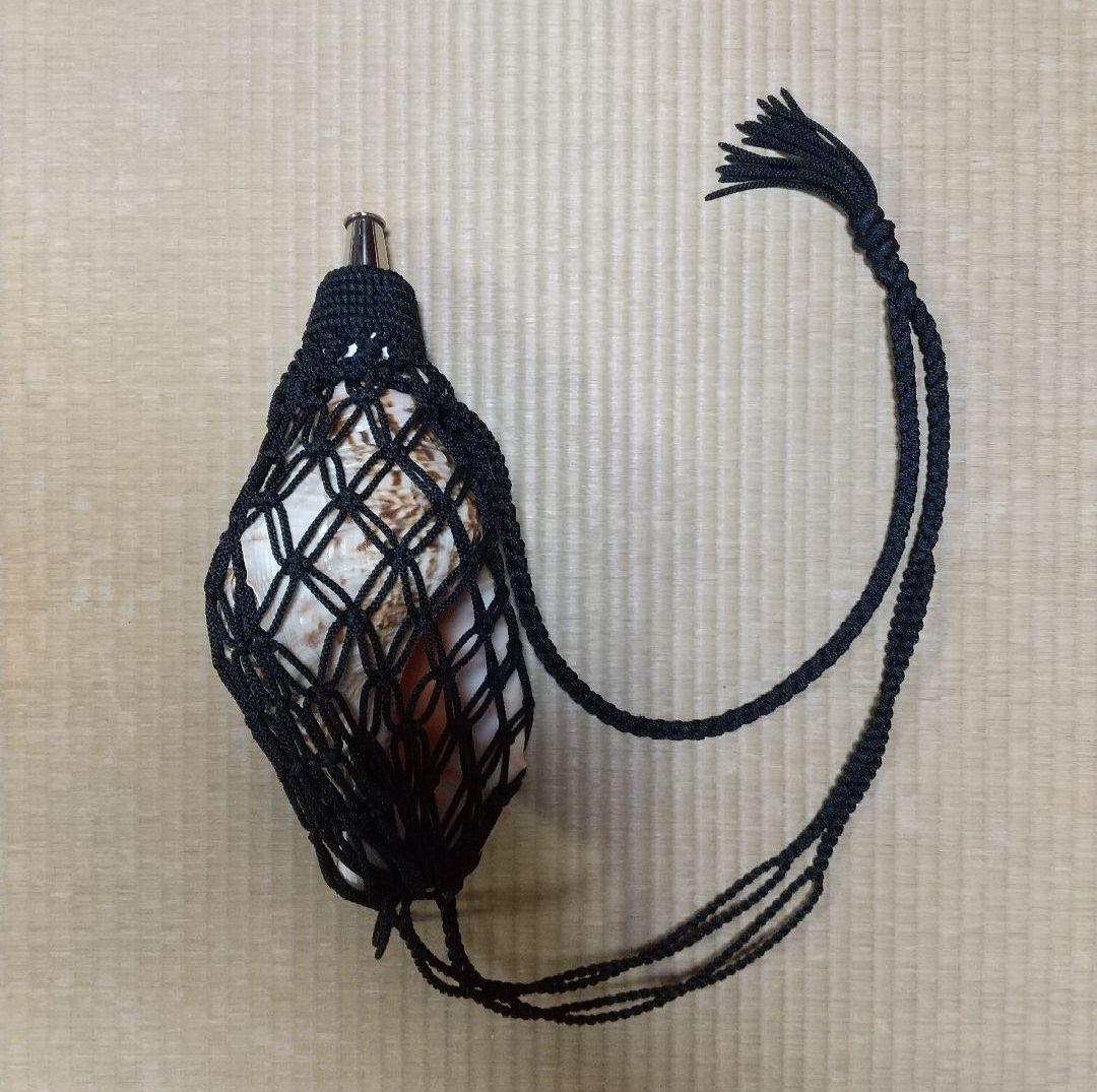 法螺貝　袋　大　黒　七宝編み