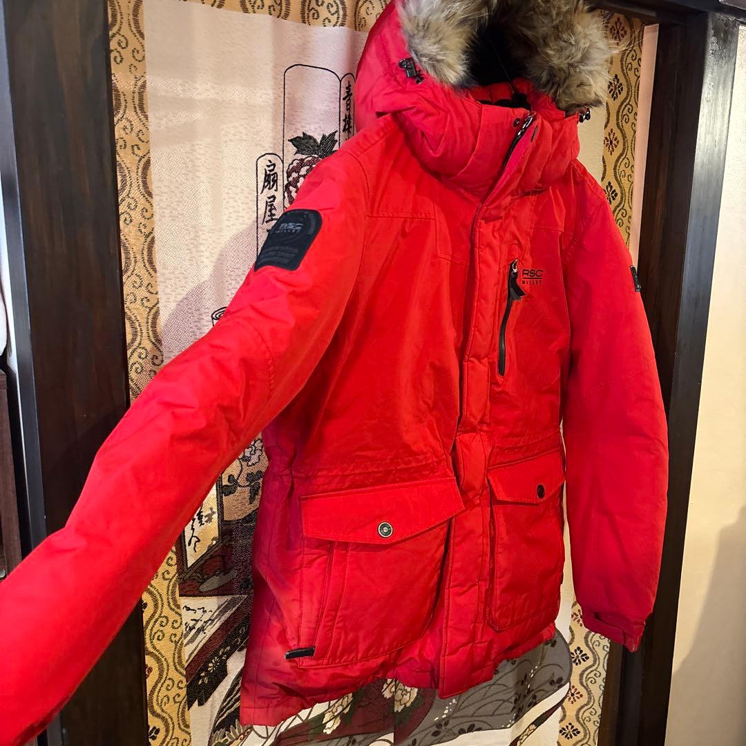 【美品】 MILLET ミレー フードダウン レディースL レッド