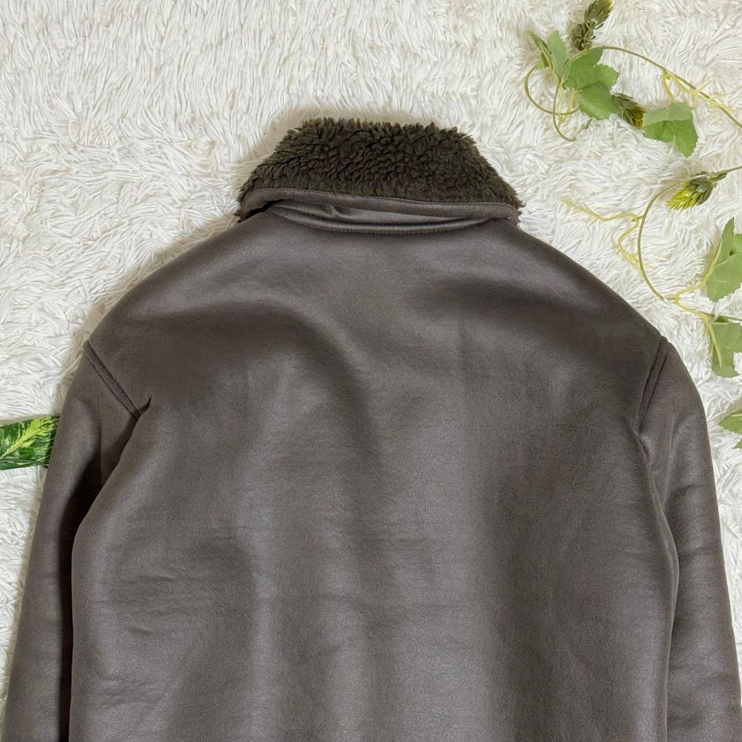 美品　ZARA　フライトジャケット　フェイクレザー　ボア　モカブラウン　Ｌサイズ