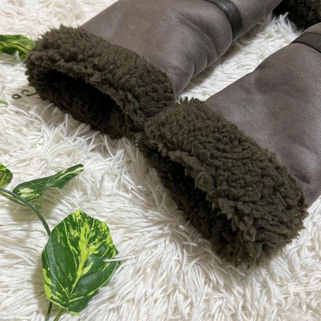 美品　ZARA　フライトジャケット　フェイクレザー　ボア　モカブラウン　Ｌサイズ