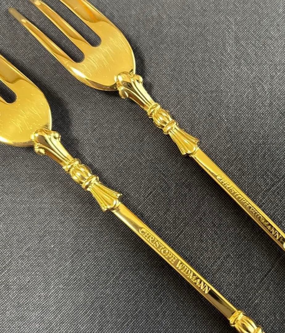 クリストフウィドマン 24金 デコラクラッシック ティーフォーク 6本 訳有
