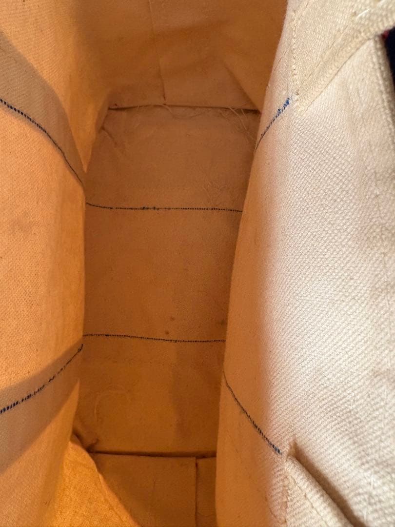 チ*ン様 LLBEAN ベージュ/赤 キャンバス トートバッグ