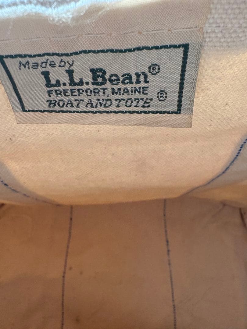 チ*ン様 LLBEAN ベージュ/赤 キャンバス トートバッグ