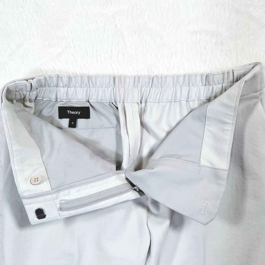 23SS✨セオリー パンツスーツ ストレッチノーカラージャケット ライトグレーS
