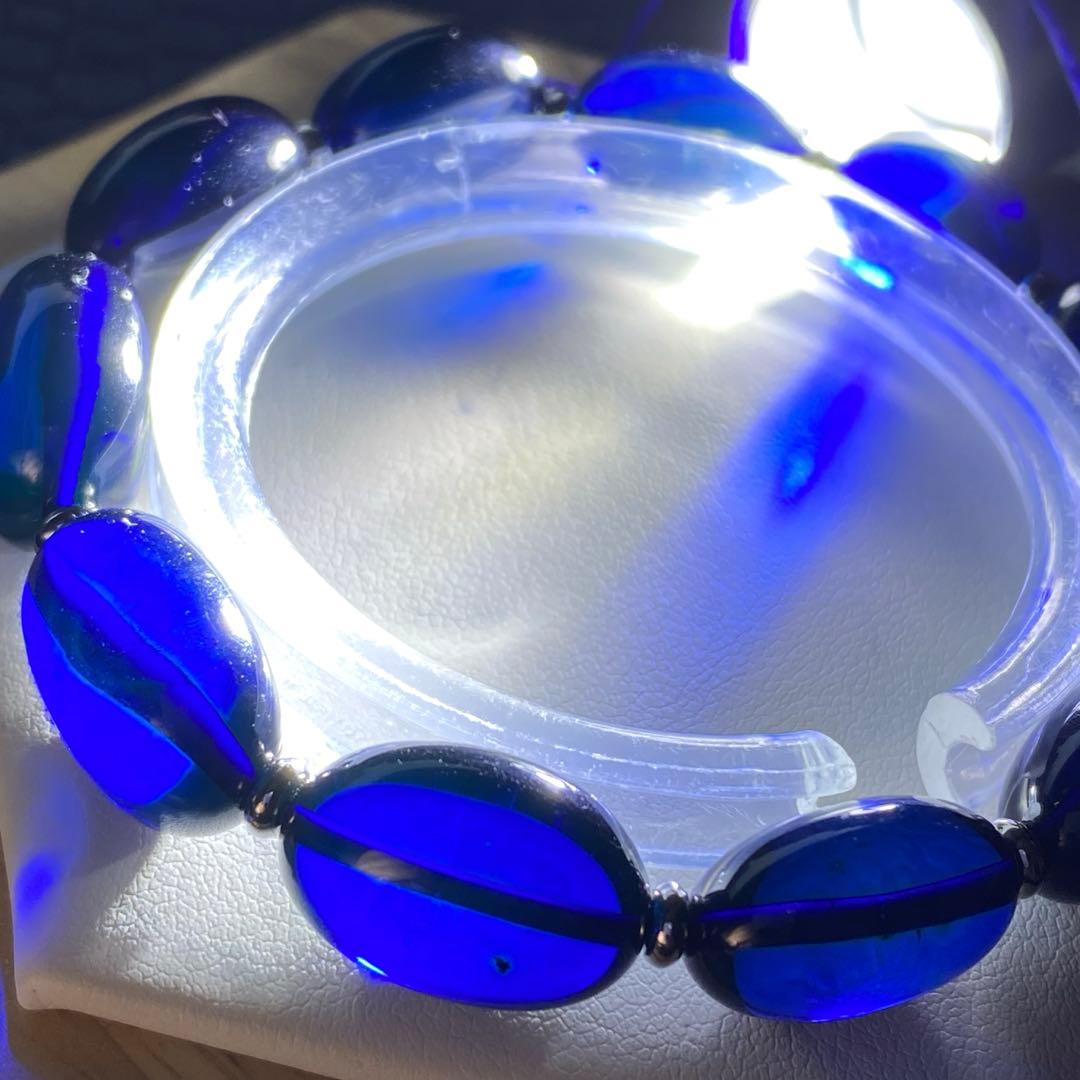 綺麗❣️リトアニア産琥珀♡サファイアブルーアンバーブレスレット