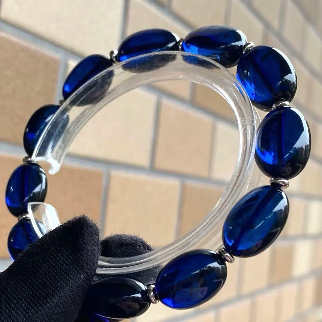 綺麗❣️リトアニア産琥珀♡サファイアブルーアンバーブレスレット